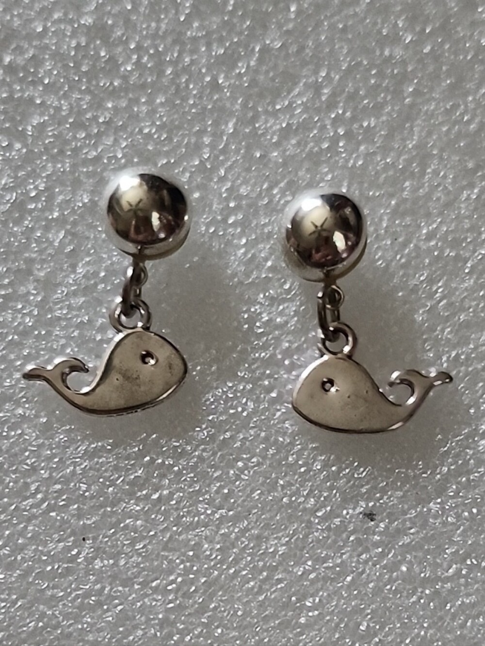 Hand Crafted Silver Whale Dangle Earrings